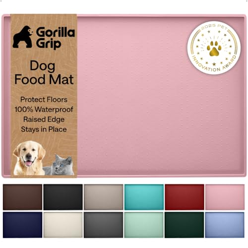 Gorilla Grip Waterproof Silicone Pet Feeding Mat, 23x15, Pink