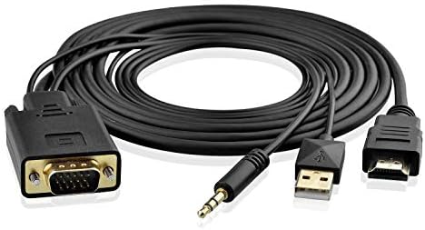 ZasLuke VGA to HDMI Output 1080P Adapter with 3.5mm Audio Cable and USB Power Cable for Connecting Old PC, Laptop, Notebook to New HDMI Input HDTV, Displays, Monitor (6 Feet/1.8 Meters) …