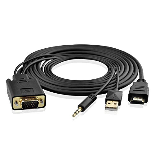 ZasLuke VGA to HDMI Output 1080P Adapter with 3.5mm Audio Cable and USB Power Cable for Connecting Old PC, Laptop, Notebook to New HDMI Input HDTV, Displays, Monitor (6 Feet/1.8 Meters) …