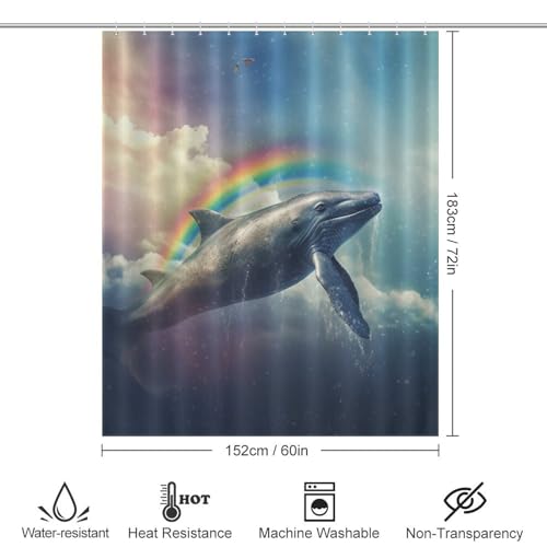 Rideau de douche baleines imperméable pour éviter les sols mouillés - 4