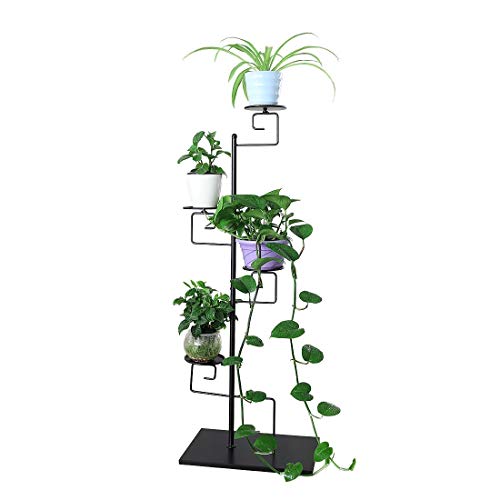 Madcg 4 Tier Metal Plant Stand Free Standing Flower Pot Holder Rack Shelves Garden Patio