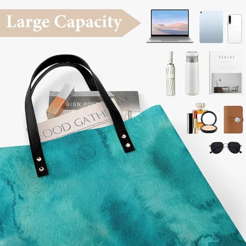 Sac à main shopper aquarelle bleue résistant grand format - 6