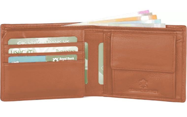 Image of WILD NAPA RFID Protected Brown Genuine Leather Wallets for Men (T-Tan)