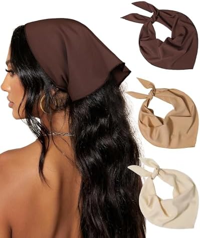 AWAYTR 3Pcs Hair Bandanas Head Kerchief for Women Girls Tie-Back ...