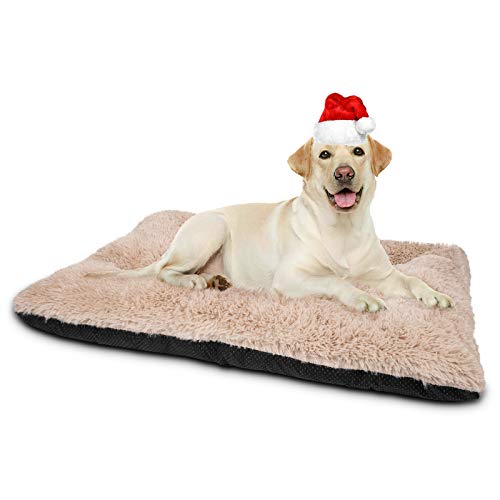 JOEJOY Dog Bed Crate Pad, Ultra Soft Calming Washable Anti-Slip Mattress Kennel Crate Bed Pad Mat 24/30/36/42 Inch for Large Extra Large Medium Small Dogs and Cats Sleeping, Anti-Slip Dog Cushion