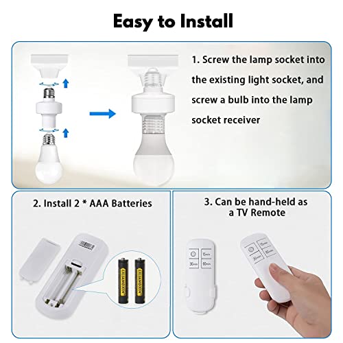 Remote Control Light Bulb Socket, Bukeer E26 E27 Bulb Lamp Holder With Remote Control And 15/30/60 Min Timer #TOP4