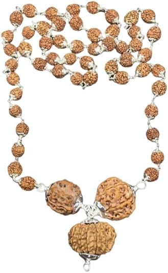 Mala Rudraksha pour carrière et succès au bureau avec pendentif argent