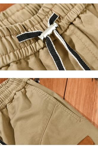 Mens Vintage Loose Cargo Pants Elastic Waist Soft Multi-Pockets Street Casual Trousers4