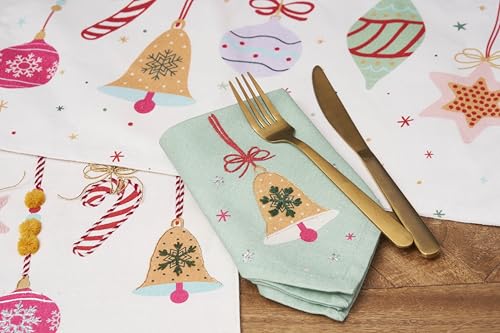 C&F Home Vintage Christmas Bells Set de 6 Servilletas de Tela miniatura 3