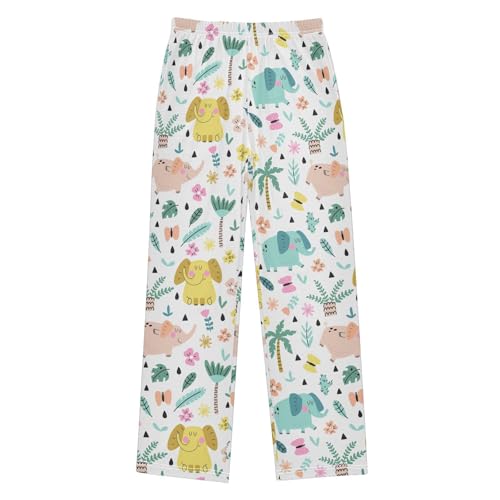 ZZXXB Funny Cartoon Elephant Boys Long Pants Soft Trousers Elastic Waist Kids Lounge Bottoms with Pockets S-XL