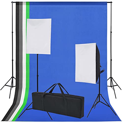 vidaXL Fotostudio Set Hintergrundsystem Studioleuchte Softbox Stativ Reflektor – Bild 3