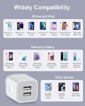 USB Wall Charger, 3-Pack 2.1A Dual Port USB Cube Charger Block Power Adapter Charging Plug Box Brick for iPhone 14 13 12 11 Pro Max SE XS XR X 8 7 6 6S Plus, Samsung, Moto, LG, Android Phones