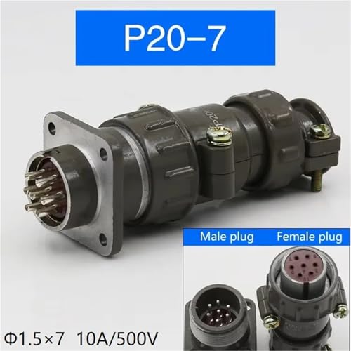 Conector P20 de 7 pines para chasis de maquinaria y cableado redondo de 20mm 2