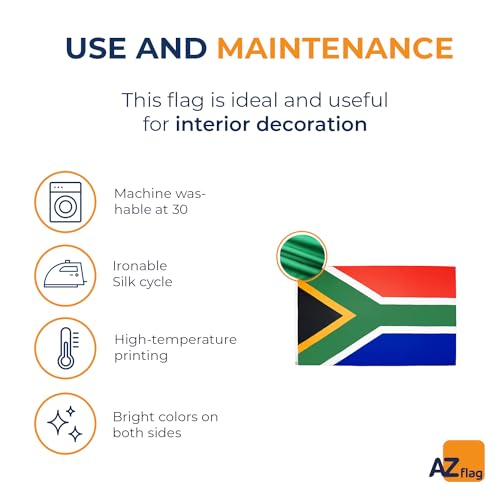 Image of AZ FLAG - South Africa Flag - 2x3 Ft - Light Polyester South African Banner with Two Brass Eyelets - Fade Resistant - Vivid Colors - 2' x 3' Feet - 90x60 Cm