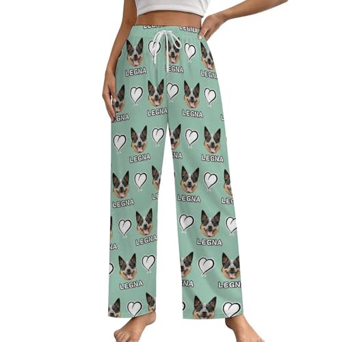 Custom Pet Face Pajama Pants,Unisex Personalized Dog Cat Photo Women Men Sleepwear Lounge Pj Bottoms,Gifts for Pet Lover4