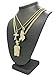 Shiny Jewelers USA Men Gold Iced Out Jesus, Praying Hands, Ankh, Cross, Angel Hip Hop Pendant Chain Necklace Set (Jesus, Praying Hands, Cross Gold)