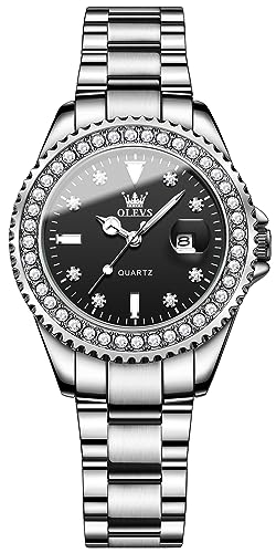 Image of OLEVS Womens Watches Diamond Luxury Dress Gold Wrist Watch Stainless Steel Waterproof Luminous Date