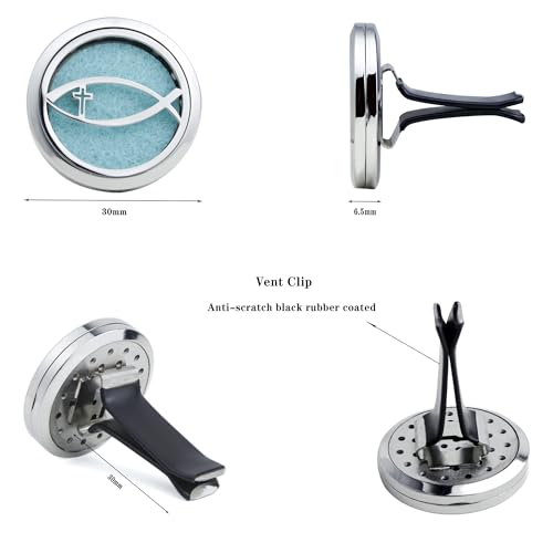 Image of 30mm Car Diffuser Vent Clip Aromatherapy Car Essential Oil Diffuser Vent Clips Car Air Fresheners Scents Diffuser Vent Clip (Christian Cross Fish)