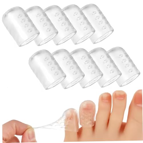Protectores de dedos de los pies, protectores de dedos de silicona transparente transpirables antifricción con orificios, 10 de gel cómodos para mujeres, hombres, cuidado personal de-