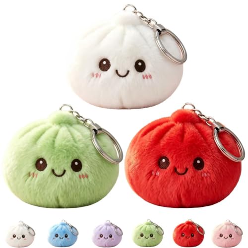 3 Pack Stuffed Dumplings Keychains, Mini Dumplings Squishy Plush Toys