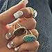 Hebelee Geometric Oval Statement Ring for Women Gold-Toned Titanium Steel Retro Stone Adjustable Open Band Wrap Finger Rings Comfirm Fit Boho Vintage Wedding Engagement Jewelry (Green)
