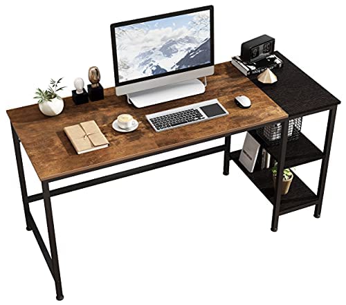 JOISCOPE Home Office Computer Desk,Study Writing Desk with Metal Drawer,Easy-Assembly Table with Storage Shelves for Working,60 inches,(Vintage Oak Finish)