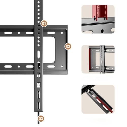 Support mural TV fixe sécurisez votre écran géant 65-90 pouces sans risque de chute max 75kg - 4