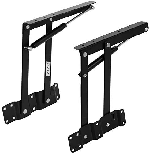 VIVO Coffee Table Lift Mechanism Hinges (x2), Pneumatic Assisted Hardware, Top for Furniture, Hinges, Brackets, Instructions Included, Custom Table, MOUNT-HHCT1 Black
