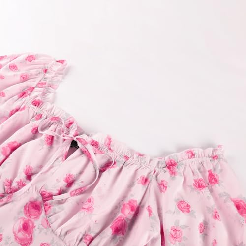 Mini robe d'été décontractée à manches courtes bouffantes et col carré fluide - 2