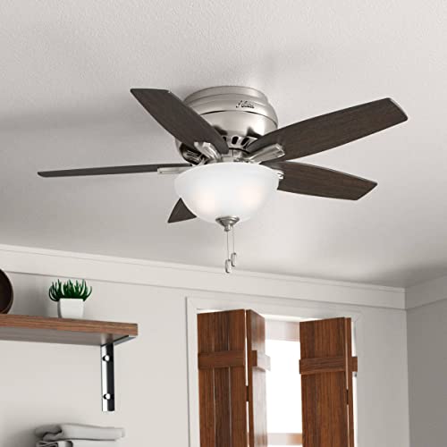 Hunter Fan Company, 51082, 42 Inch Newsome Brushed Nickel Low Profile Ceiling Fan With Led Light Kit And Pull Chain #TOP2