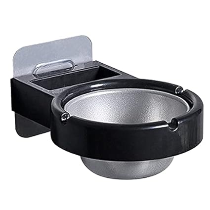 ONICORN 1PCS Wall-Mounted Cigarette Ashtray,Waterproof,Separable,Punch-Free, ABS, Aluminum Alloy Material for Indoor/Bathroom/Toilet/Dining Room/Bedroom/bar Counter (BLACK)
