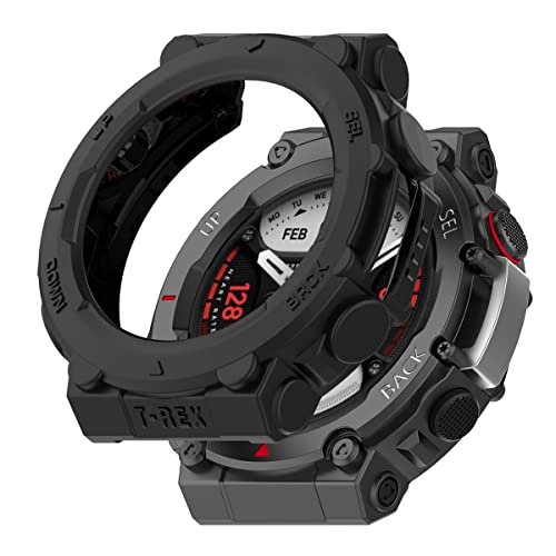 HOMTERN Cases for AMAZFIT T-Rex 2,Flexible Silicone Cover Shell Shockproof Scratch-Proof Protector Case Smartwatch Accessories for AMAZFIT T-Rex 2 ONLY,Black - Image 4