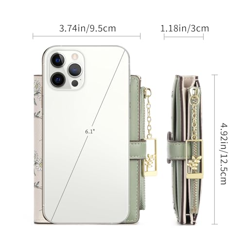 Image of GAEKEAO Small Wallets for Women RFID Blocking Bifold Floral Vegan Leather Wallet Card Holder with Zipper Pocket ID Window