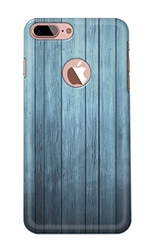 Image of Printed Hard Back Cover Case for Apple iPhone 7+ Plus Logo | iPhone 8+ Plus Logo Back Cover (Wooden Blue) -1302
