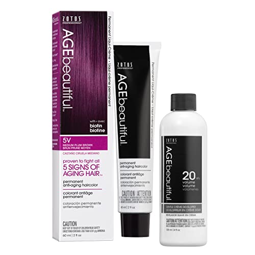 Image of AGE beautiful Permanent Hair Color Cream, 100% Gray Coverage Hair Dye with Biotin Anti-Aging Formula for Fuller, Thicker Hair, Professional Salon Quality