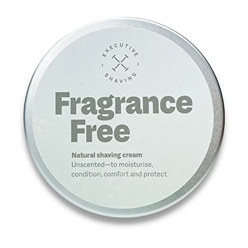 Executive Shaving Fragrance Free Shaving Cream - Alcohol Free - Paraben Free - Animal Product Free - Suitable for Sensitive Skin - Recyclable Tin - 200ml - Made in the U.K.