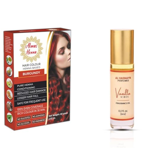 Almas henna 80 gram color burdeos con perfume roll on vainilla miniatura 1