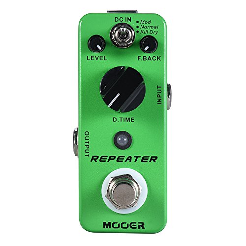 Muslady REPETIDOR DE MOOER Pedal de Efecto de Guitarra de Delay Digital 3 Modos True Bypass Full Metal Shell
