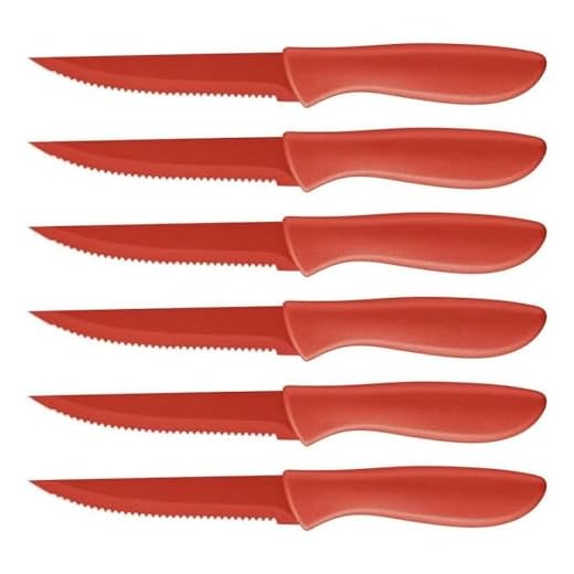 Cuisinart C55-6PCSR Advantage Color Collection 6-Piece Ceramic Coated Steak Knife Set, Red