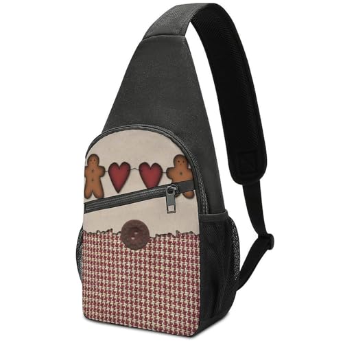 Hearts And Gingerbread Man Simple And Atmospheric Large Capacity Chest Bag