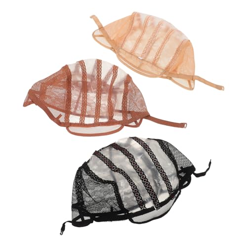 PRETYZOOM Lot de 3 Bonnets en Filet Élastiques pour Postiche Femme – Bonnets Invisibles Respirants en Maille Douce – Couleurs Noir Beige et Marron – Maintien Confortable pour Coiffure