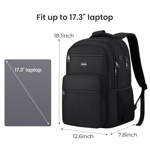 Image of YAMTION Black Backpack, Laptop Backpack for Men and Women, School Backpack for Boys and Girls, Bookbag, Work Backpack Fits 17.3 Inch Laptop and Notebook