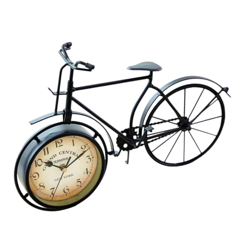 Abaodam ヴィンテージ自転車置き時計 静音アラーム機能付き おしゃれなデスクトップ装飾 インテリアに 書斎 リビング オフ ランダムカラー