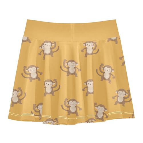 Girls Skorts High Waist Athletic Skirts with Shorts Cartoon Monkey Stretchy Teens Performance Tennis3