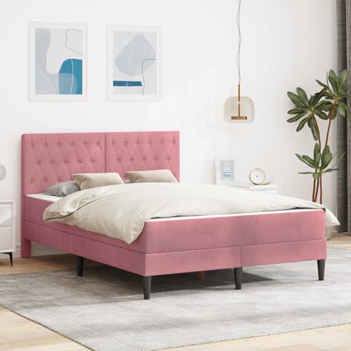 kithwjll Estructura de cama con colchón rosa de 120 x 190 cm, terciopelo, somier de láminas y colchón de espuma fría, ergonómicamente transpirable, para dormitorio, habitación de invitados, habitación