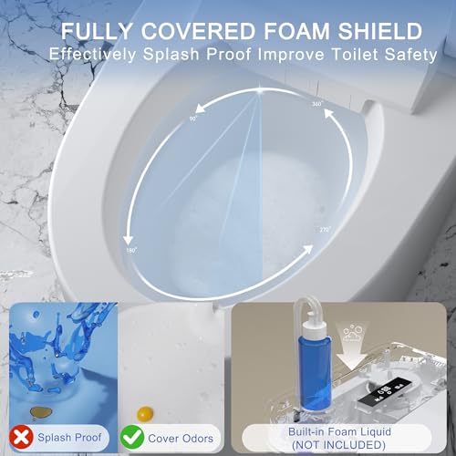 Image of Smart Toilet with Built-in Foam Shield,One Piece Tankless Toilet with Powerful Flush and Auto-Open /Close Lid,Instant Warm Water Sprayer and Dryer Bidet,for Luxury Bathroom