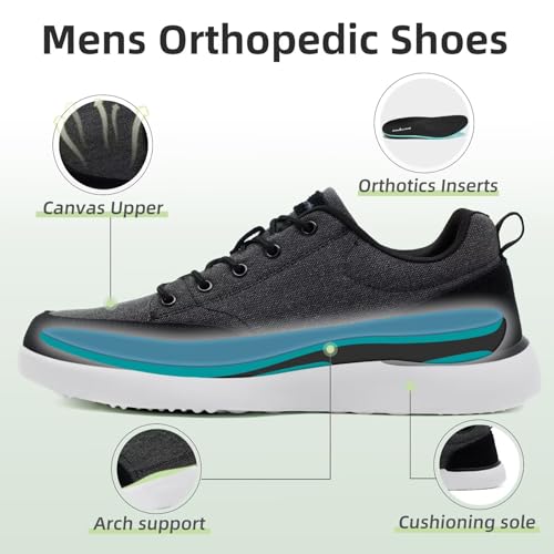 OrthoComfoot Men's Orthopedic Arch Support Walking Shoes: Comfortable Heel Spurs Plantar Fasciitis Fashion Shoes, Breathable Orthotic Tennis Sneakers for Foot and Heel Pain3