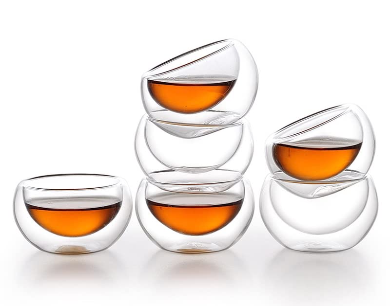 Amazon | Homilius 50ML 耐熱ガラス製 二層茶杯 6個セット ダブル
