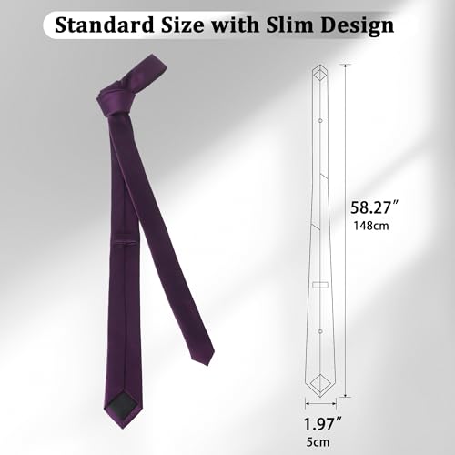 Image of Landisun Black Tie Men Women Solid Skinny Ties Slim Ties Satin Tie