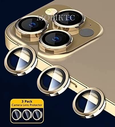 Image of For iPhone 13 Pro /13 Pro Max Alloy Metallic Camera Ring Tempered Glass Lens Guard Protector 9H Hardness[Pack OF 3,Gold]